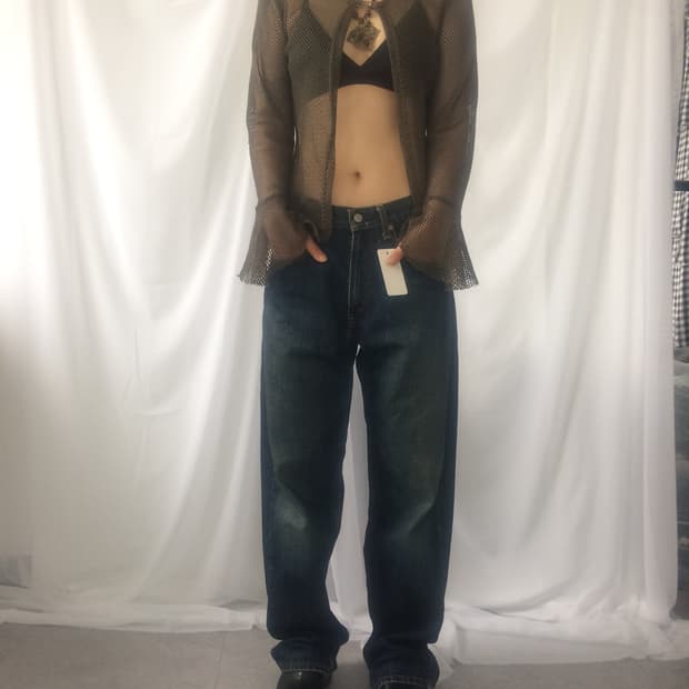 See through one button cardigan