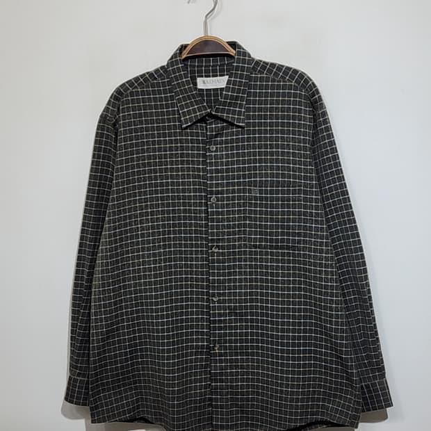 (105) 발망 남방 체크 셔츠 로고 포켓 국내판 