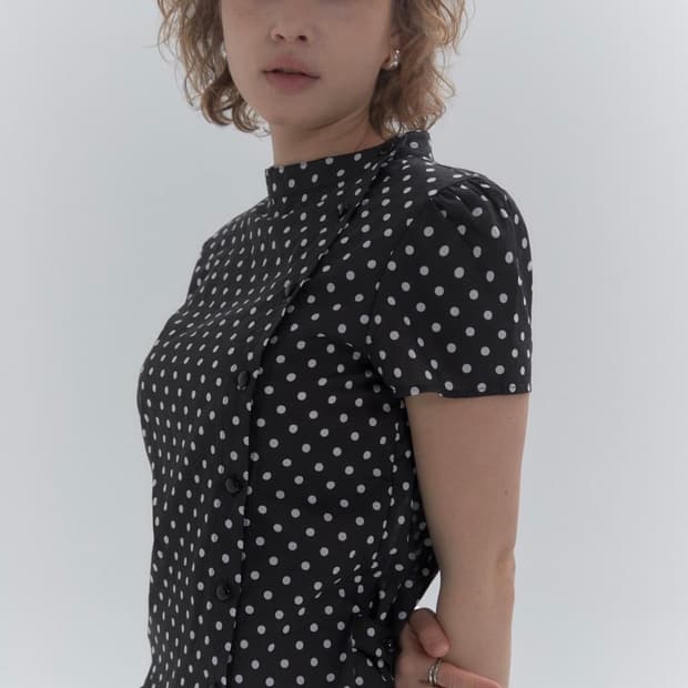 (일괄) 카나리 kanari 상의 쇼츠 벌룬 스커트 도트 셋업으로 판매