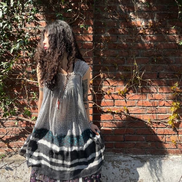 히피 에스닉 무드 패턴 원피스