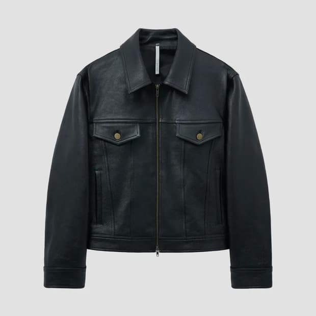 노이어 앤틱 카우 레더 트러커 자켓 블랙 50 사이즈