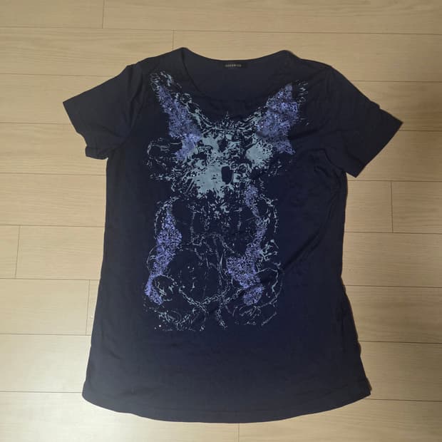 Y2k 큐빅 퍼플 짧소매 반팔T