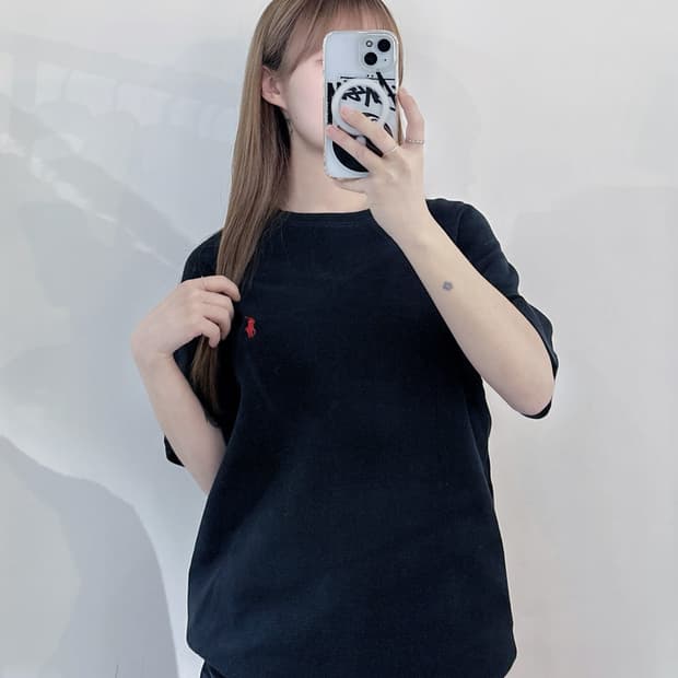 폴로랄프로렌 레드포니 블랙 와플 반팔 니트