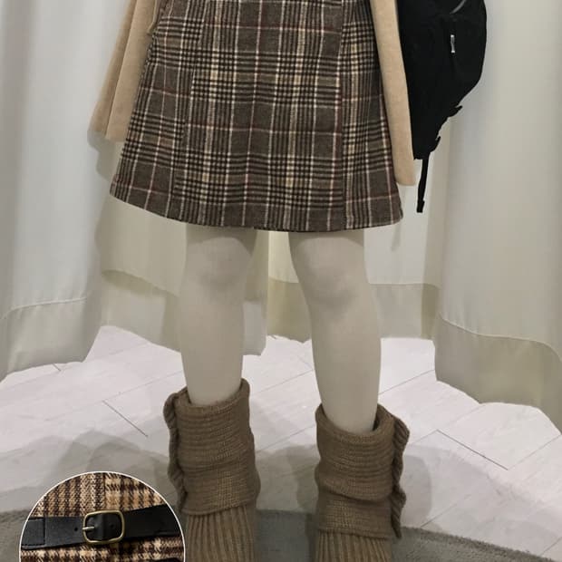 랩 체크 미니스커트(팬츠내장)