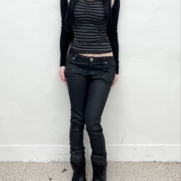 Stripe lace shirring sleeveless Stripe
