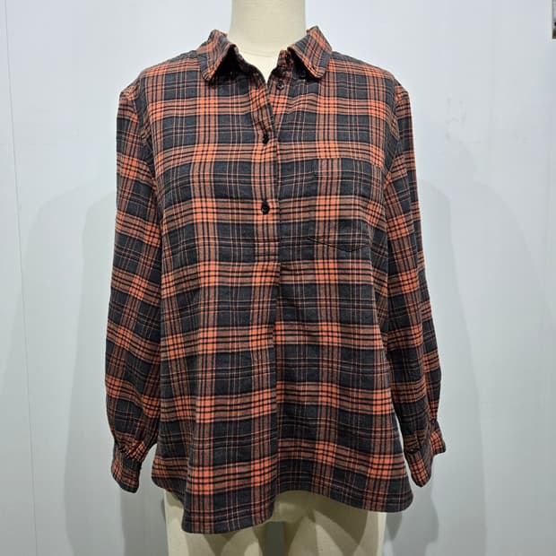 마가렛 호웰 오렌지 블랙 체크 셔츠 남방