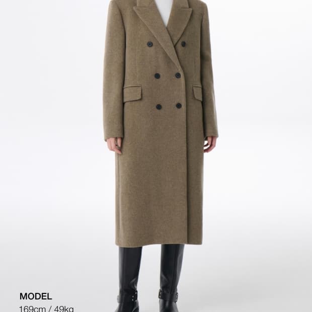 무신사 스탠다드 우먼즈 캐시미어블렌드 더블 체스터 롱코트 [헤더올리브]