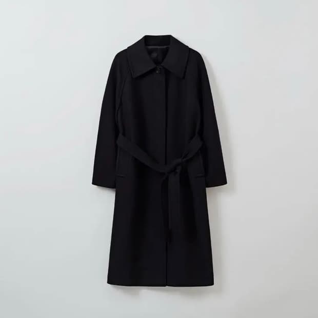 스파오 벨티드 발마칸 코트 블랙