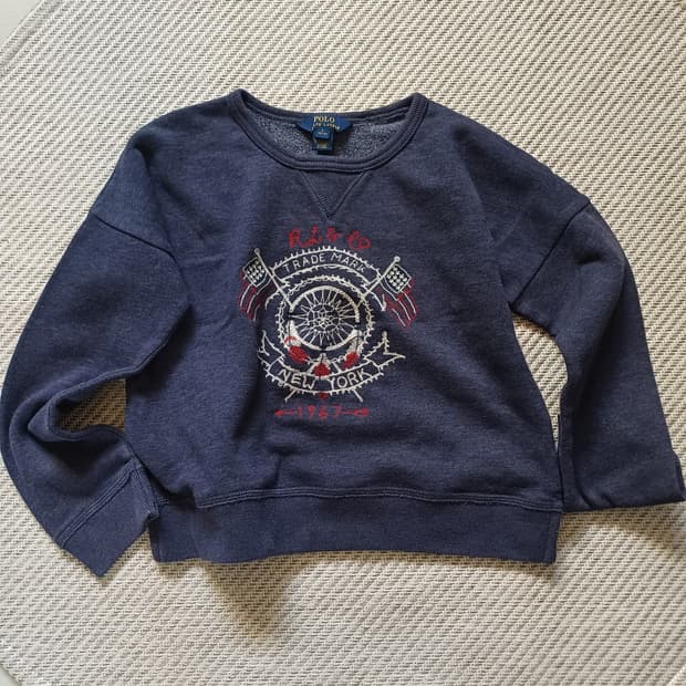 폴로 랄프로렌 키즈/자수 기모 맨투맨 (보이즈 L / 여성 크롭핏)