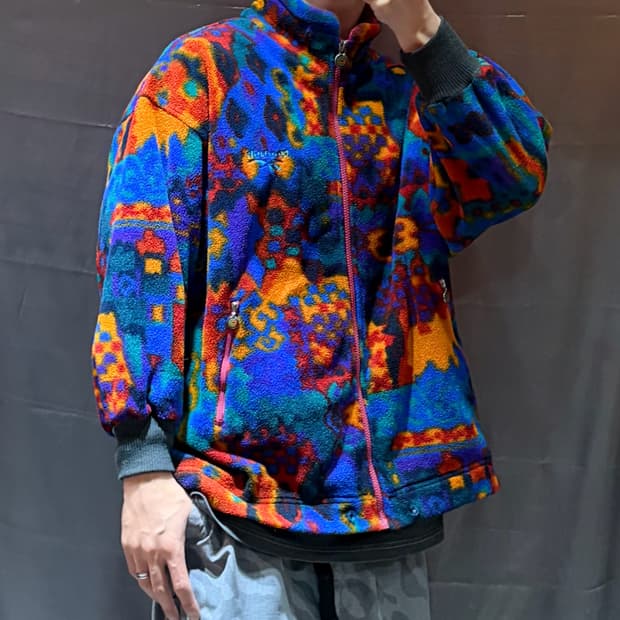 L 리복 90s 컬러 퍼즐 플리스 자켓