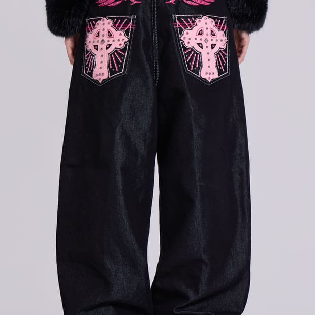 Pink Sapphire XL Colossus Jeans 자수 팬츠