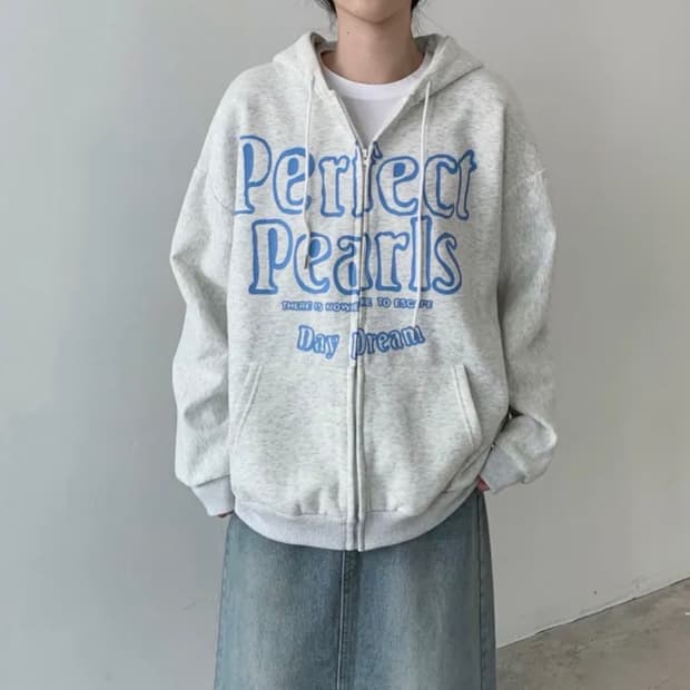 오트밀 레터링 후드집업 공용