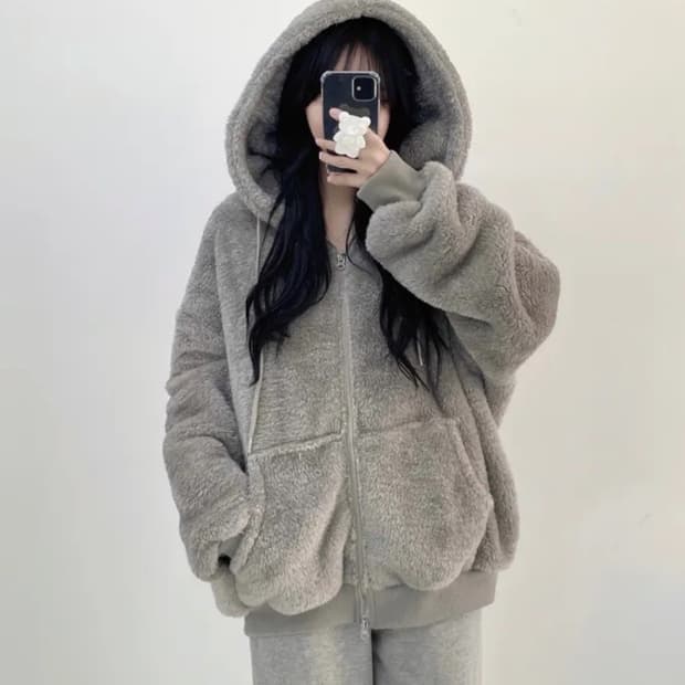 폭닥아방 털후드집업 