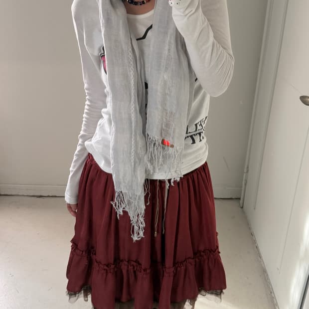 일본빈티지 모리 하구미 그레이 롱스카프