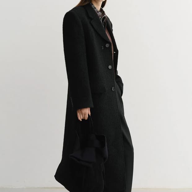 던스트 블랙 부클 울 코트 M (유니섹스)