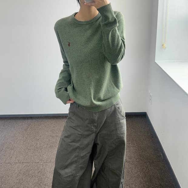 Polo 폴로 버건디 포니 그린 니트