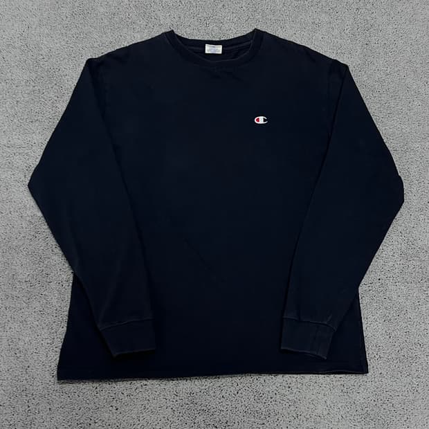 (M) 챔피온 올드스쿨 스몰로고 롱슬리브 네이비