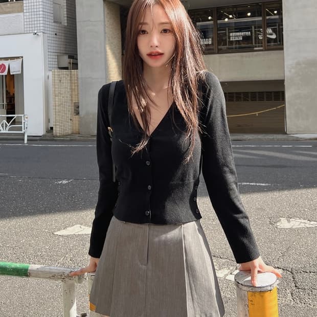 카인다미 울 가디건 - 블랙