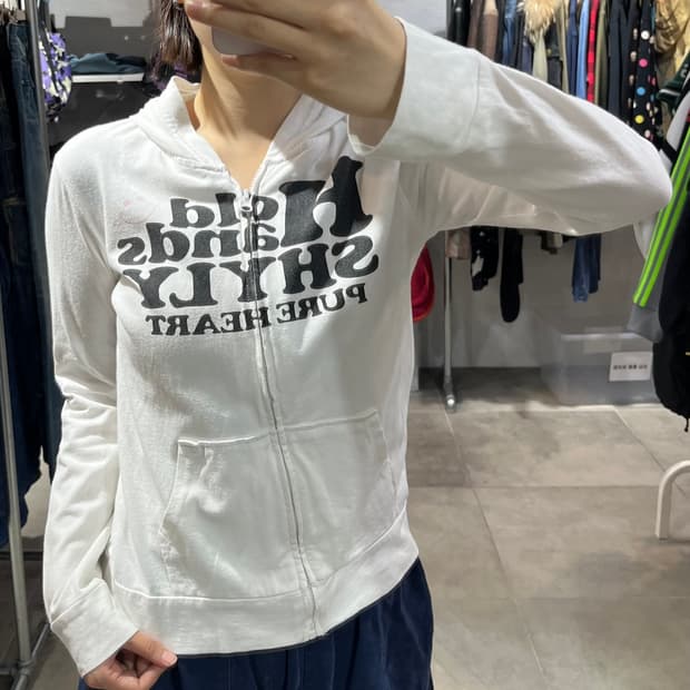 일본 빈티지 레터링 스마일 프린팅 후드집업