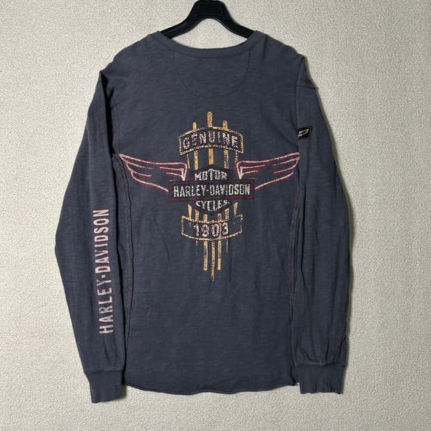  (S) 할리데이비슨 빈티지 헨리넥 롱슬리브 티셔츠