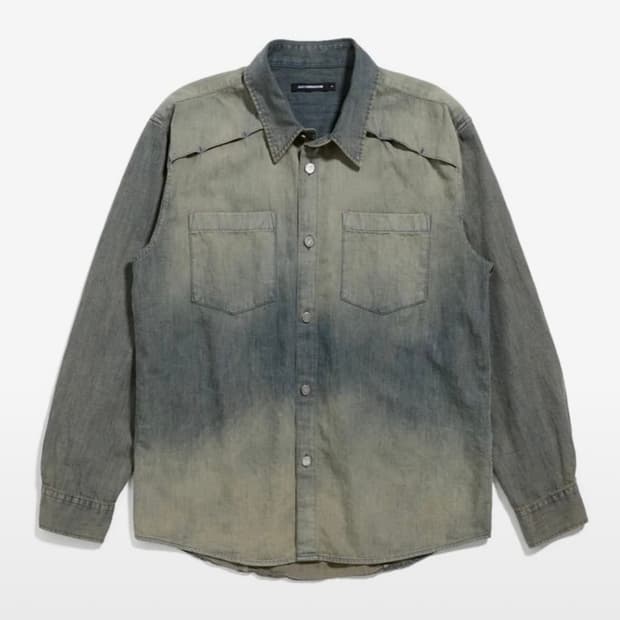 Vented Denim Shirt Long Washed DustyBlue