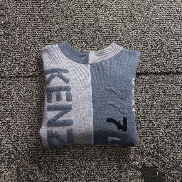 90s 겐조 아카이브 스팰아웃 디테일 배색 니트 3329