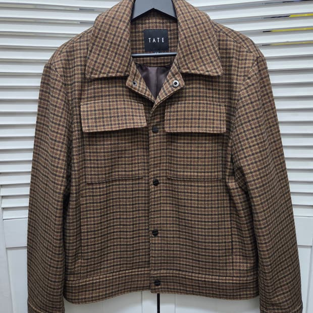 테이트 브라운 체크 트러커 자켓