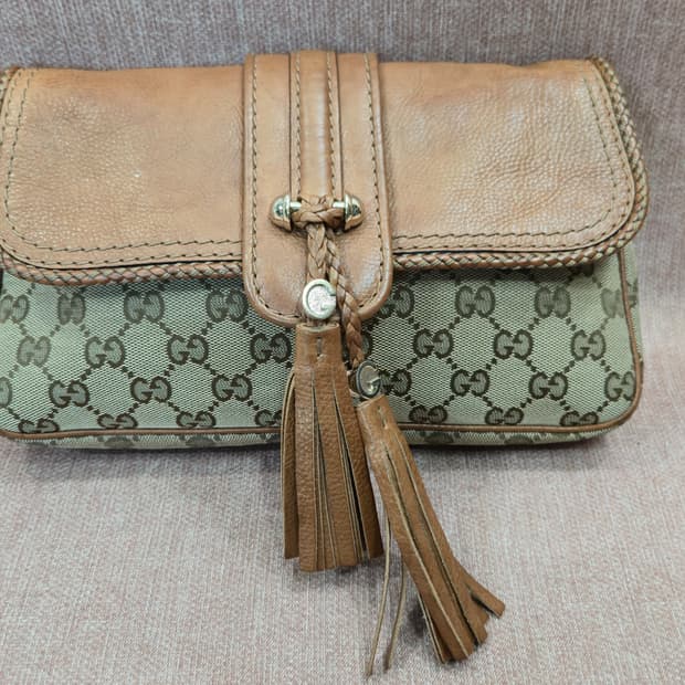 [정품] 구찌 GG 캔버스 태슬 클러치 숄더 (시리얼보유)