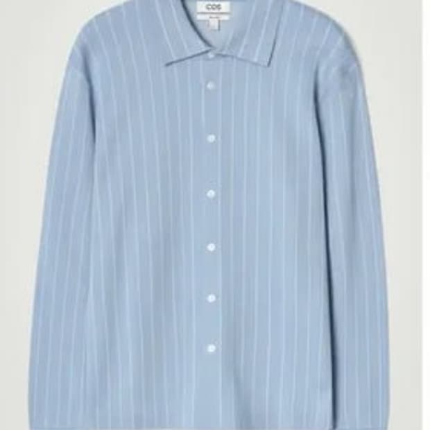 COS 코스 릴랙스드 스트라이프 니트 코튼 셔츠 가디건 S