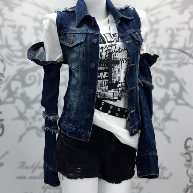 Grunge denim Covertible Jacket