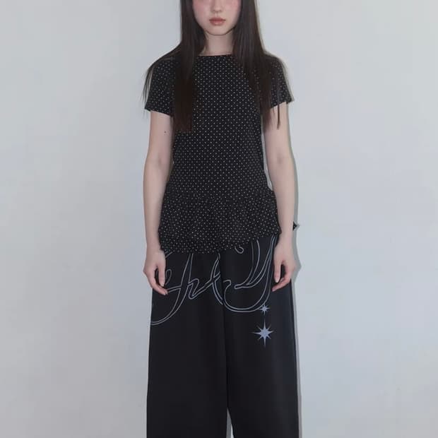 프릴 레이어드 도트 티 (BLACK) F25QB128