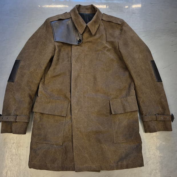 14FW 발렌티노 레더 패치 밀리터리 트렌치 코트