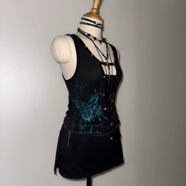 Sixh. Punk Side Trim Butterfly Dress