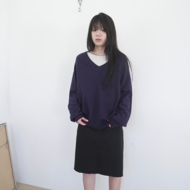 에프터먼데이 raglan V wool knit