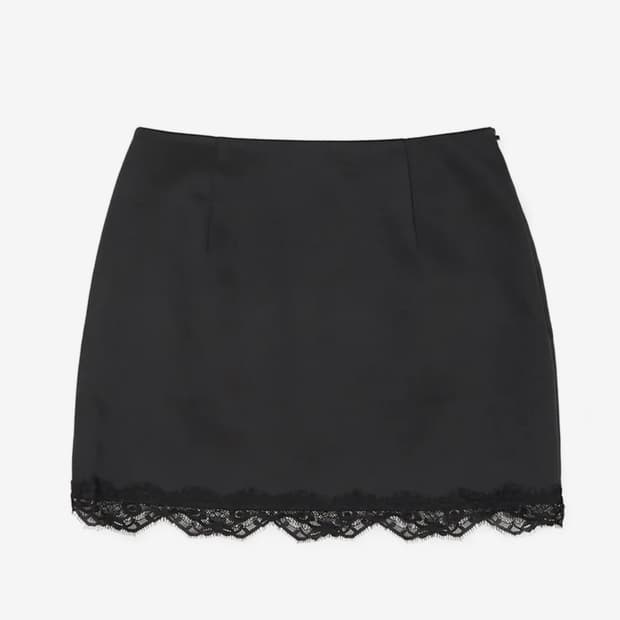 유희 LACE SATIN MINI SKIRT BLACK 치마