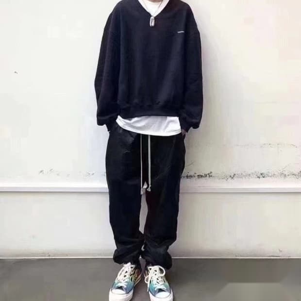 릭오웬스 드로스트링 트랙 조거 팬츠 블랙