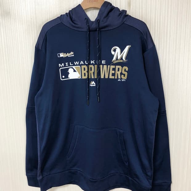 MLB 마제스틱 밀워키브루워스 어센틱 후드티셔츠 L