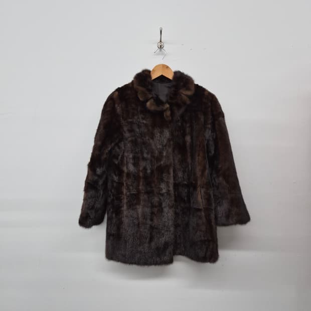 밍크 털 코트 브라운 여성 M