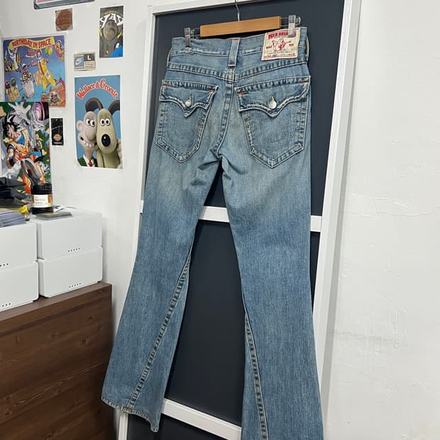 True Religion 트루릴리전 조이 나팔핏 부츠컷 연청 데님 팬츠