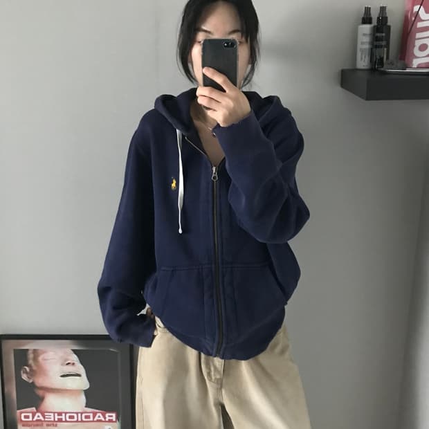 폴로 랄프로렌 포니로고 써멀 헤비 후드집업 네이비