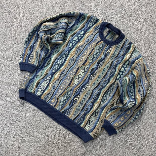 S 게쿠 남성 빈티지 기하학패턴 니트 0402J