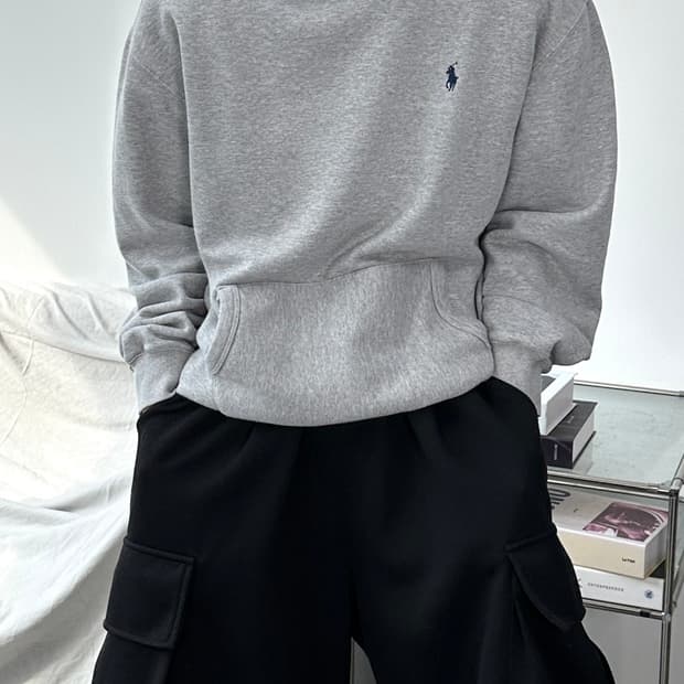폴로 랄프로렌 그레이 후드티 L