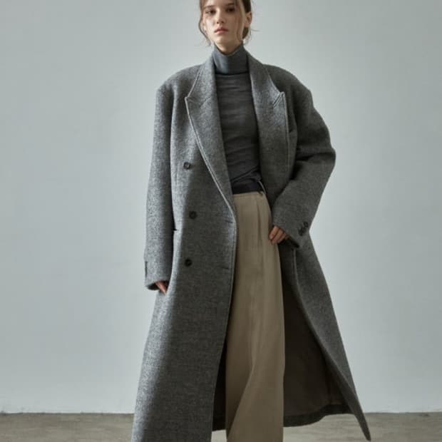 파사드패턴 헤링본 더블 코트 S