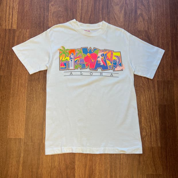 [M]90's USA 싱글스티치 HAWAI ALOHA 그래픽 티셔츠