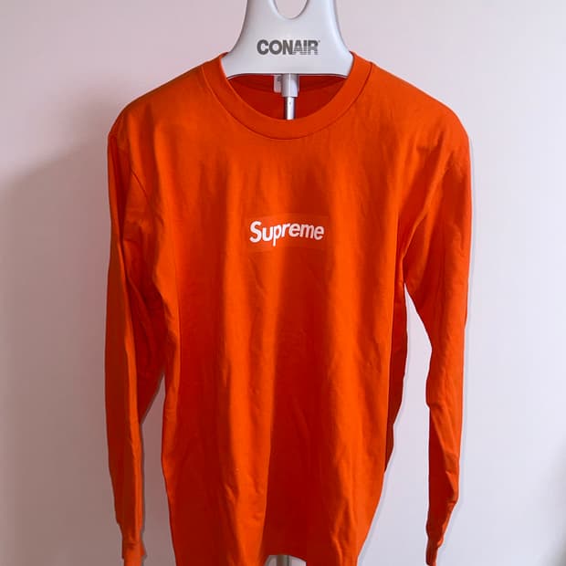 슈프림 박스로고 롱슬리브 티셔츠 오렌지 20FW