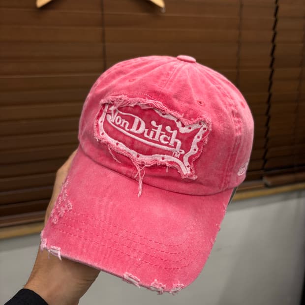 VonDutch 본더치 y2k 핑크 데미지 볼캡 모자