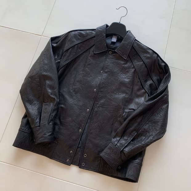 언어펙티드 가죽 레더 바시티 스타디움 자켓 L