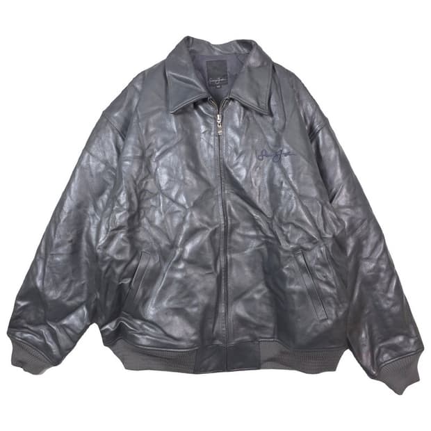 션존 Y2K 올드스쿨 펀칭 리얼 레더 자켓 XXL