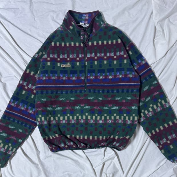 90s usa 컬럼비아 아즈텍 패턴 플리스 네이티브 아메리칸