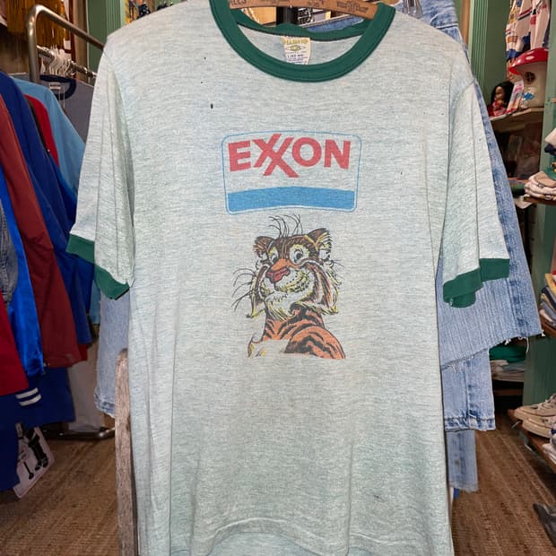 1970-80's Vintage Exxon Tiger Ringer Tee